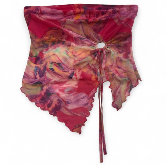 Pink Marble Mesh Strapless Tube Top - Picture 9 of 12